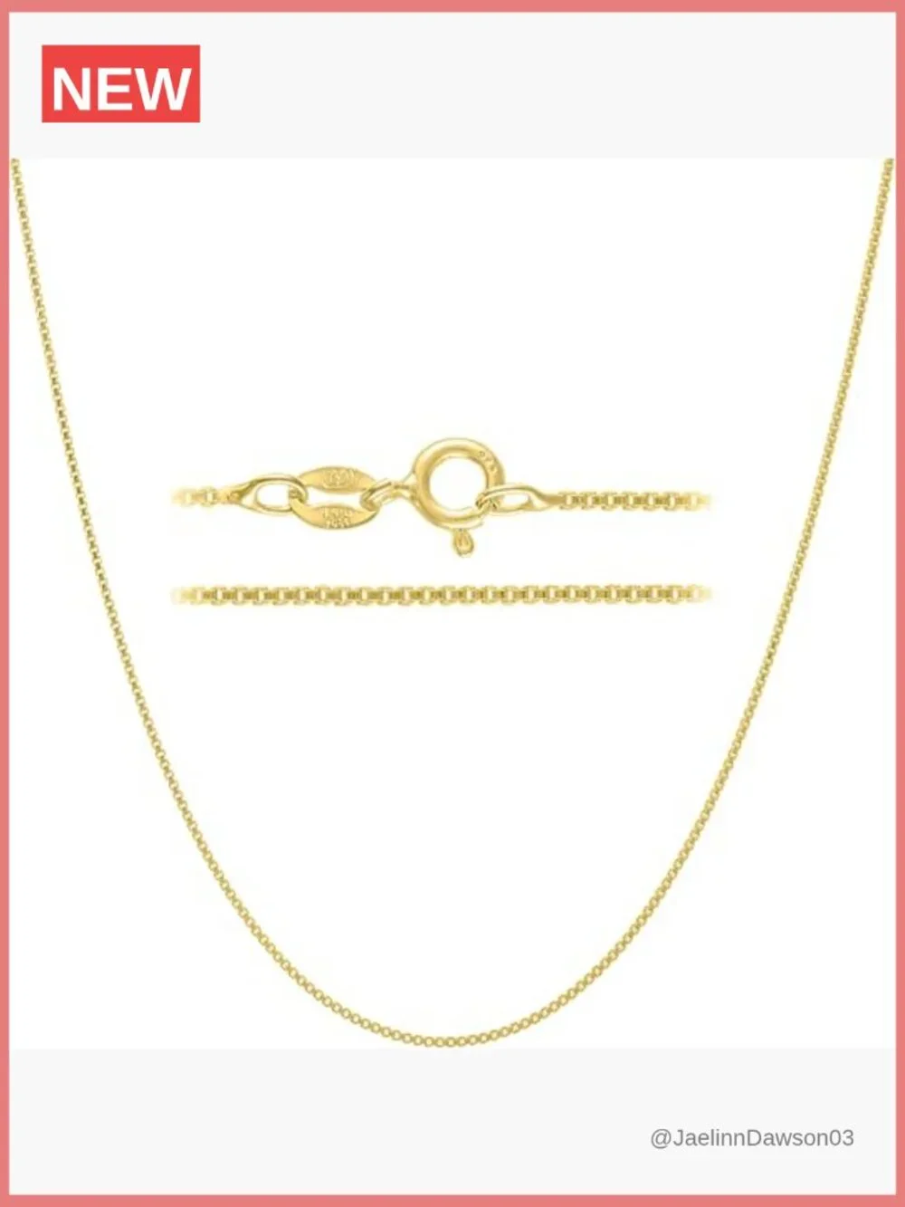 1mm Diamond-Cut Box Chain Necklace 18K Gold Plated Sterling Silver